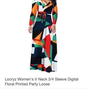 Locryz Women's V Neck 3/4 Sleeve African Print